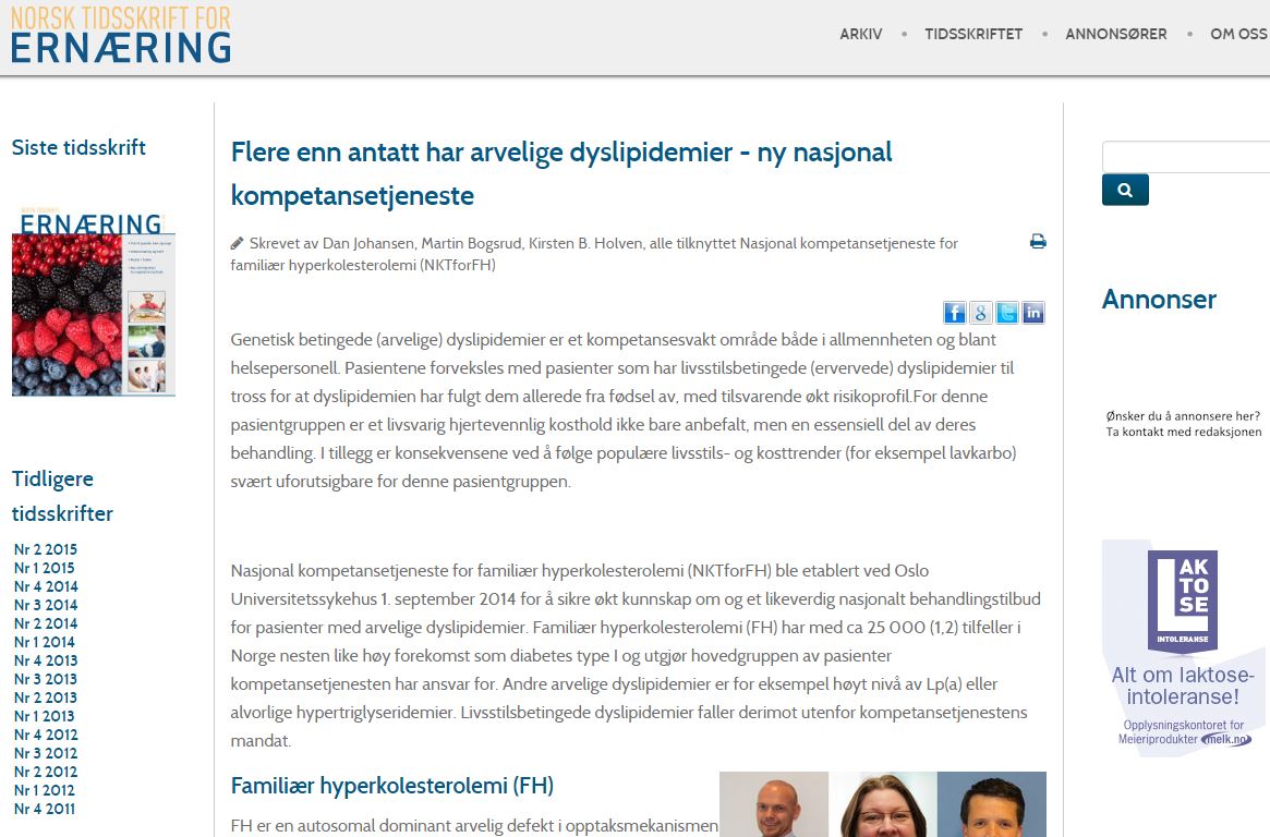 NKT For FH - Nyheter - Flere Enn Antatt Med Arvelige Dyslipidemier